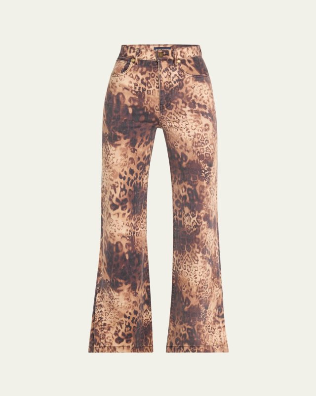 Leopard Tyra Split-Hem Jeans